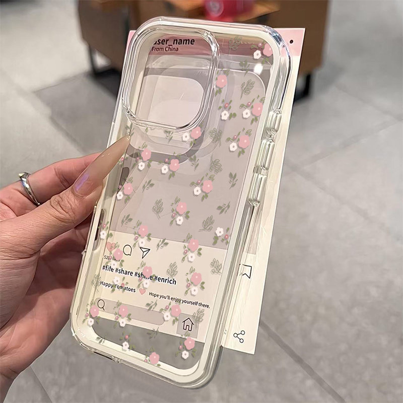 Green Leaves Pink Flower 2in1  - огляд і ціна Phone Cases Xr Iphone