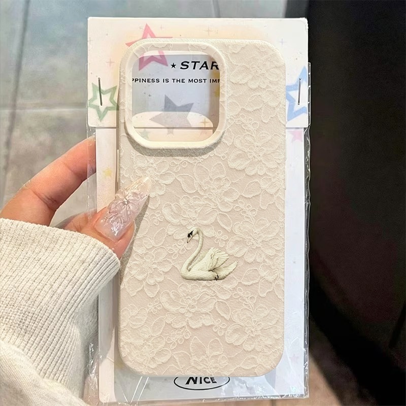 Lace Swan Pattern Lychee Textu - огляд і ціна Phone Cases Iphone 13