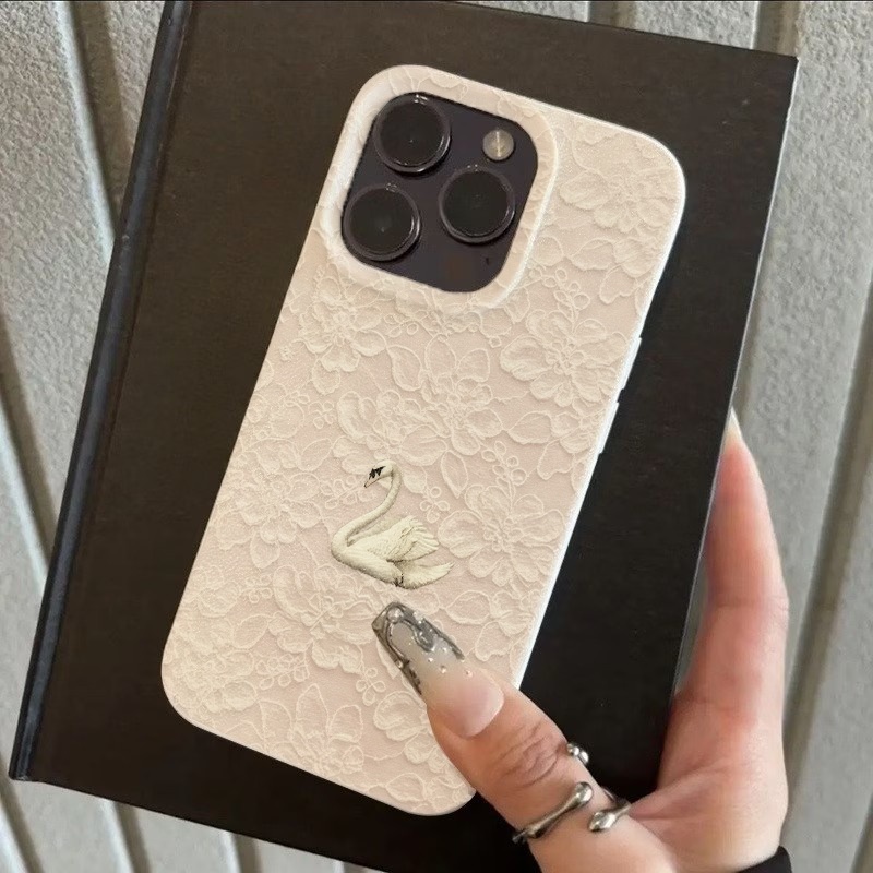 Lace Swan Pattern Lychee Textu - огляд і ціна Phone Cases Iphone 13
